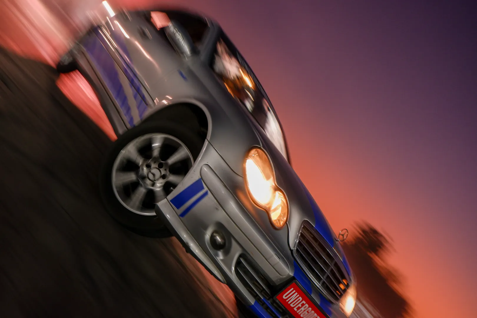 Mercedes C200 sunset close-up
