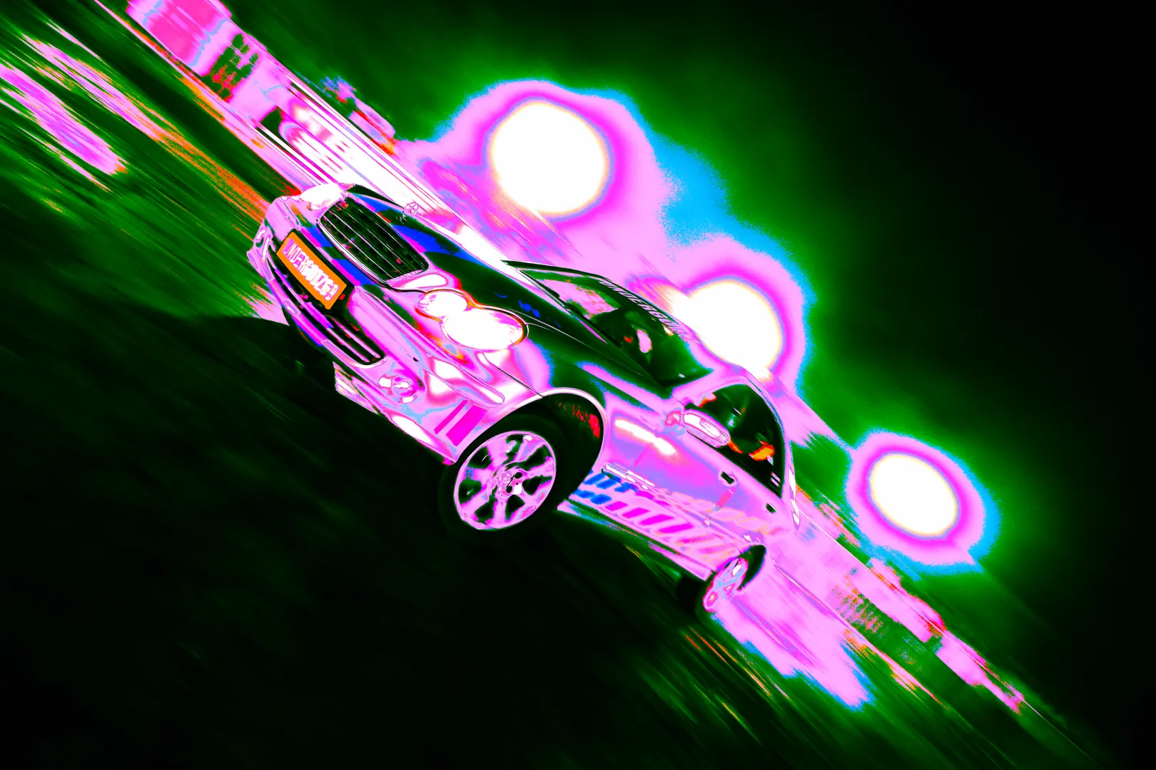 Mercedes C200 psychedelic neon edit