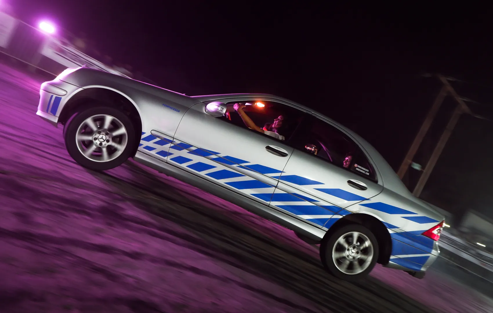 Mercedes C200 side profile purple night